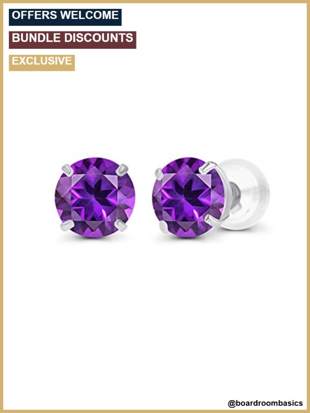 14K Solid Gold 6mm Round Genuine Birthstone Prong Set Stud Earrings for Women